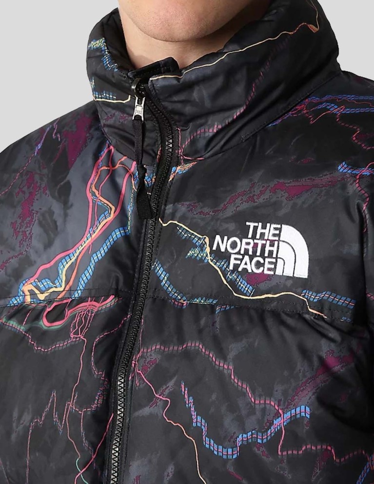 Caçadora THE NORTH FACE 1996 retro nuptse jacket tnf black trail glow print